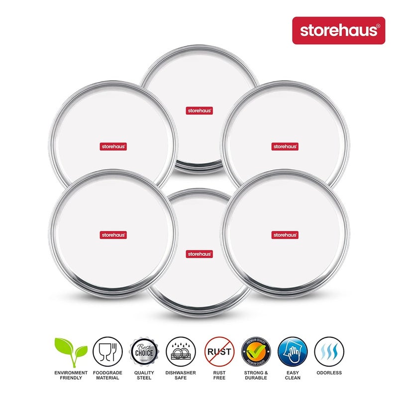 Storehaus Stainless Steel 6pc Thali Plate12 inch Kitchenware Set Ideal for Home Restaurants and Family Use Silver - Image 3