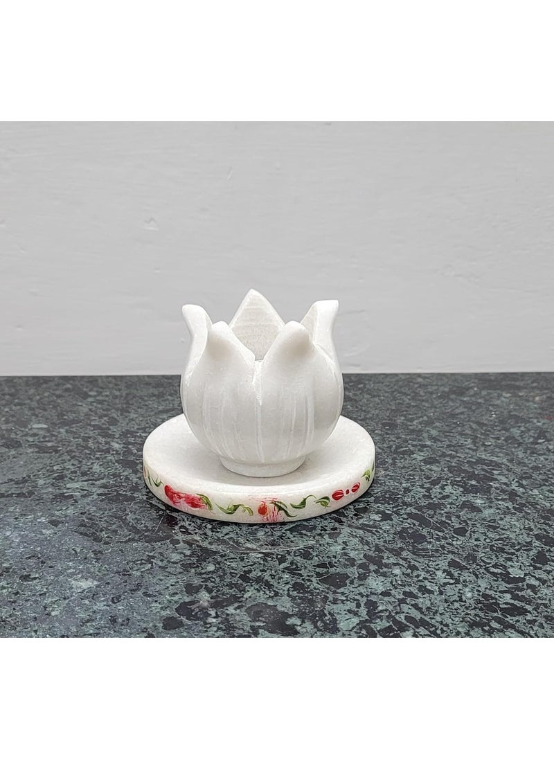 R&M - RM Marble Bowl/Urli/Candle Holder Combo Pack of 2 for Home Decoration (4inch Base Plate with 3inch Candle Holder) | Marble Flower Bowl | Marble Floating Candle Holder Bowl - Image 1