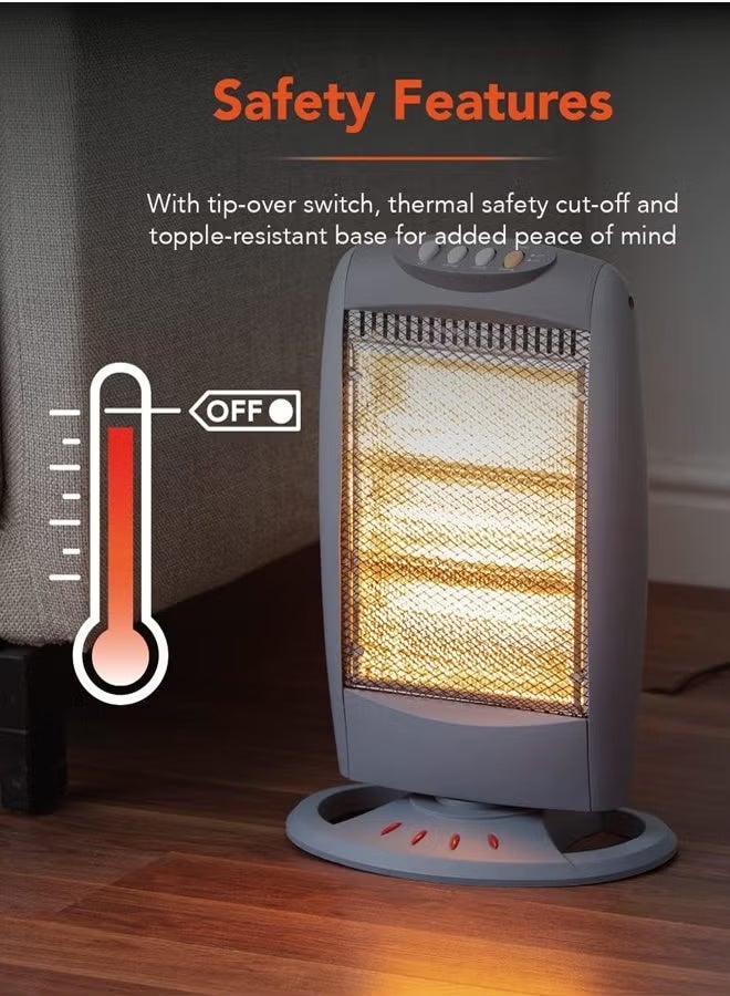 توسكانا يو دفاية ومدفأة كهربائية 3 مستويات 400 واط و 800 واط و 1200 واط سخان هالوجين لغرفة مع حماية من الانقلاب - Image 4