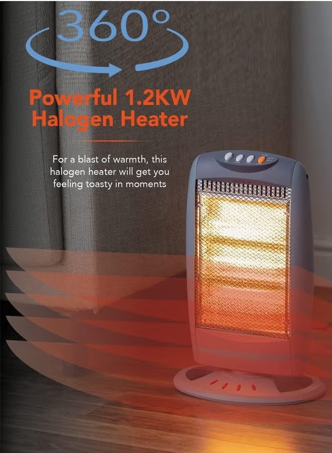 توسكانا يو دفاية ومدفأة كهربائية 3 مستويات 400 واط و 800 واط و 1200 واط سخان هالوجين لغرفة مع حماية من الانقلاب - Image 2