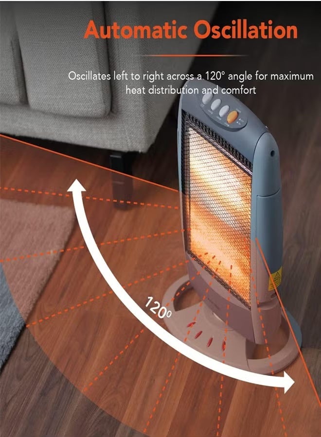 توسكانا يو دفاية ومدفأة كهربائية 3 مستويات 400 واط و 800 واط و 1200 واط سخان هالوجين لغرفة مع حماية من الانقلاب - Image 5