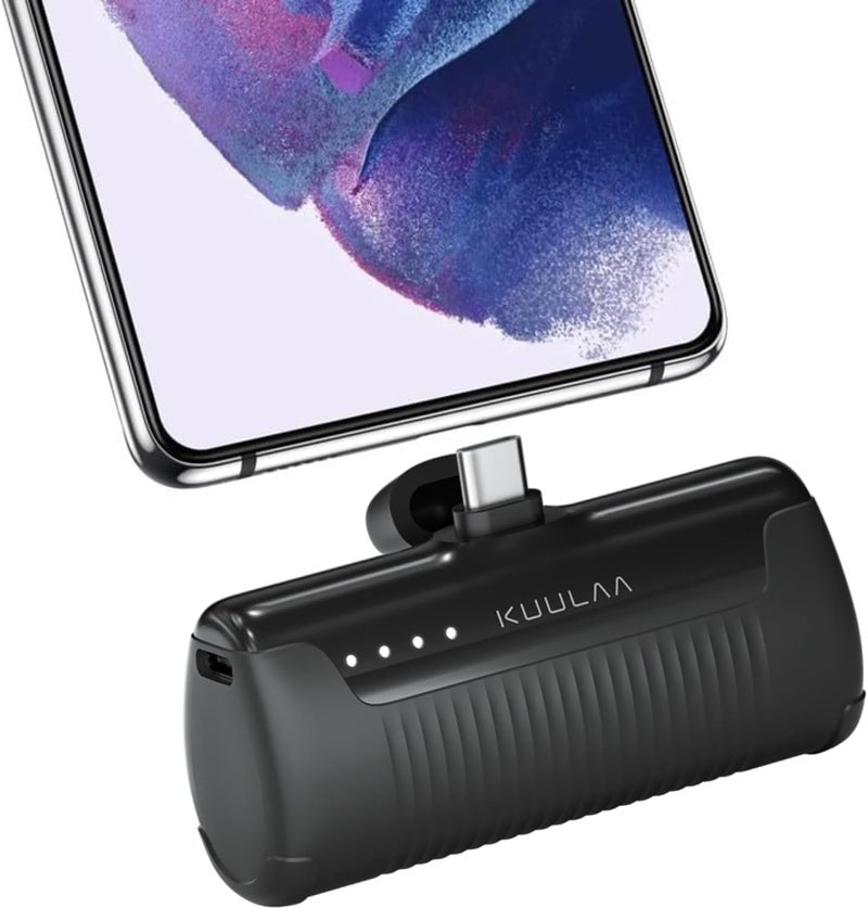 KUULAA Portable Charger USB C Power Bank 4500mAh Small Portable Phone Charger Android Compact Plug in Battery Pack Portable Compatible with iPhone 15/16, Samsung Galaxy, Moto, LG, Pixel Black - Image 1