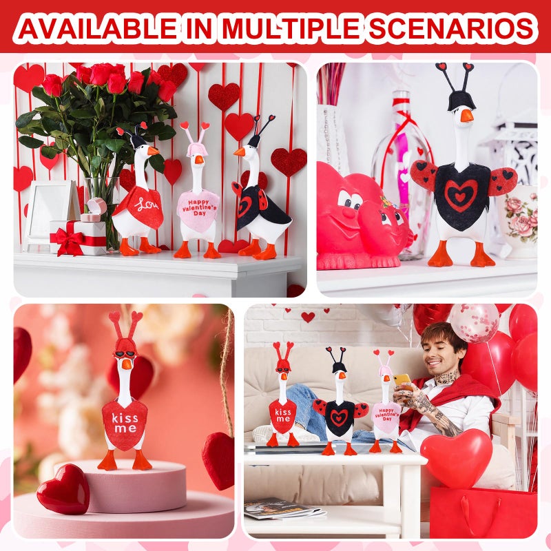 Shinylin 4 Set Valentines Day 7 Inch Desk Goose Outfits Heart Ladybug Mini Desk Goose Costumes Pink Heart Mini Porch Geese Outfits Cute and Funny Porch Geese Clothes for Magnetic Figurines - Image 5