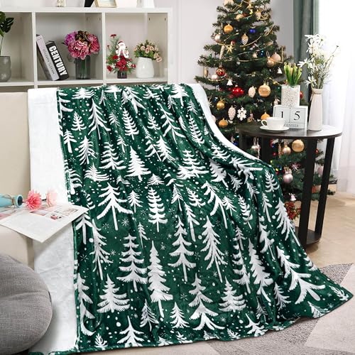 Roszwtit Christmas Tree Throw Blanket 50x60 Inch Merry Christmas Green Blankets Soft Lightweight Cozy Plush Blanket for Holiday Xmas Decor Gifts - Image 3