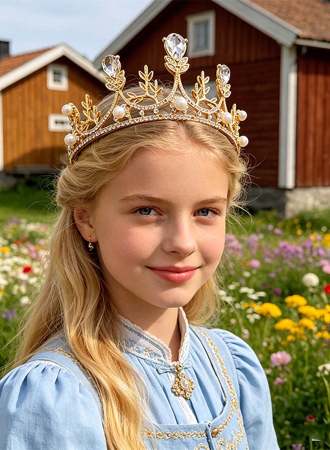 Happy D Golden Crystal Tiara Crown Headband for Women, Girls, Children, Birthday, Princess Crown, Party Scene Hair Accessories, Bride, Wedding, Prom, Festival, Gift - Image 2
