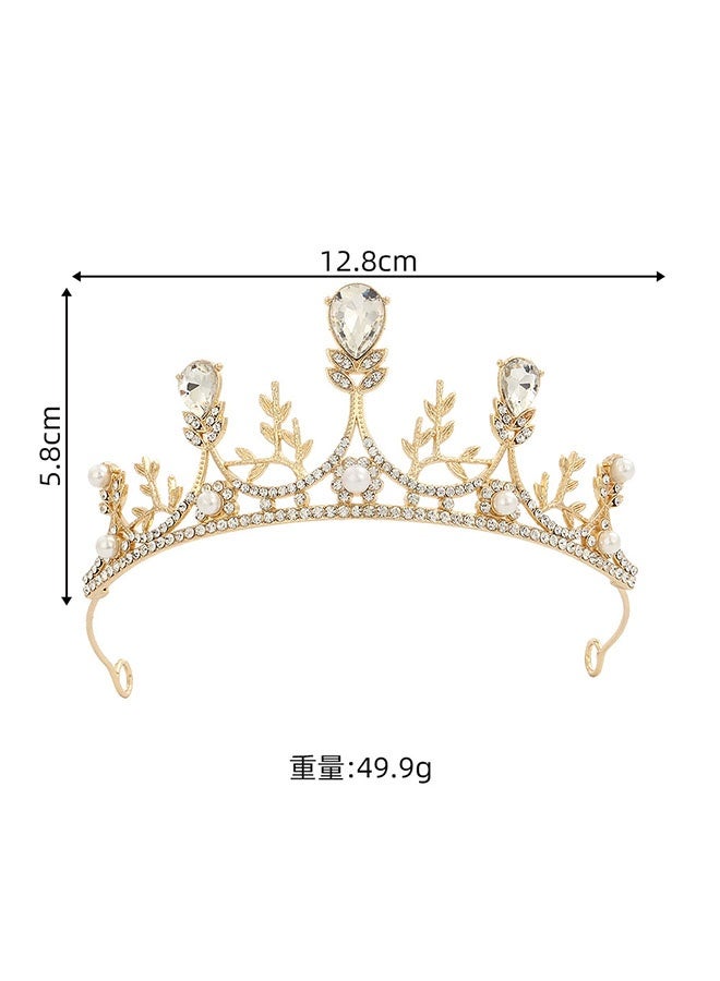 Happy D Golden Crystal Tiara Crown Headband for Women, Girls, Children, Birthday, Princess Crown, Party Scene Hair Accessories, Bride, Wedding, Prom, Festival, Gift - Image 3