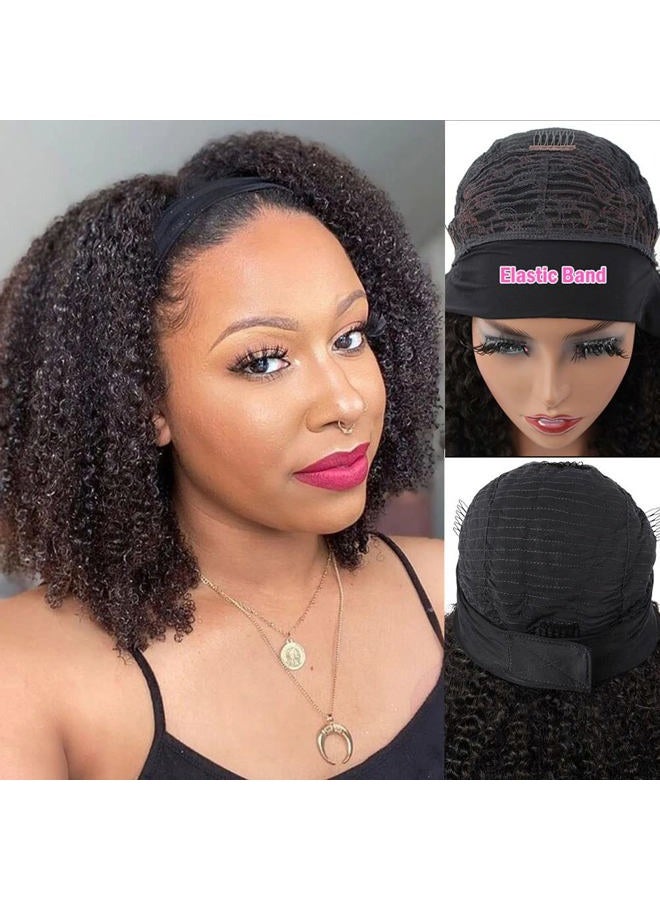 ISEE Hair Afro Kinky Curly Headband Wig Human Hair 180% Density Afro Wigs for Black Women Natural Curls 10A Glueless Human Hair Wigs (14 Inch) - Image 4