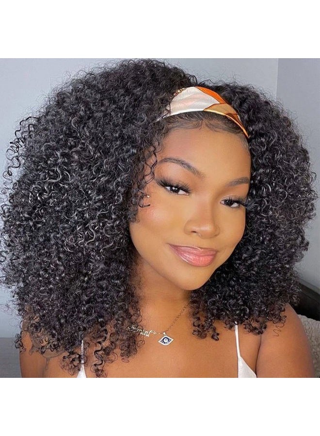ISEE Hair Afro Kinky Curly Headband Wig Human Hair 180% Density Afro Wigs for Black Women Natural Curls 10A Glueless Human Hair Wigs (14 Inch) - Image 5