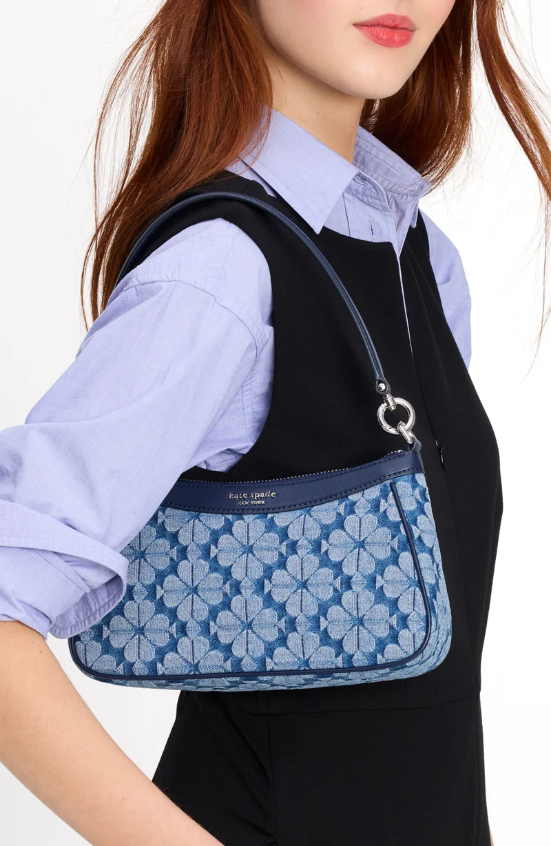 كيت سبيد Spade Flower Jacquard Denim Convertible Shoulder Bag
