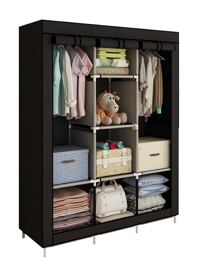 Generic Portable Canvas Fabric Wardrobe Organizer Black/White 130x175x45cm  - Image 2