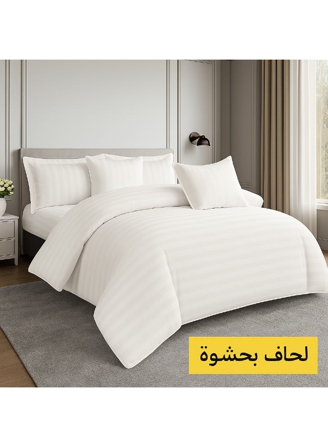 مينج لي مفرش فندقي مفرد 5 قطع من مايكروفايبر مع حشوة قابلة للإزالة – تصميم خطوط أنيق يناسب سرير بحجم 120×200 سم - Image 1