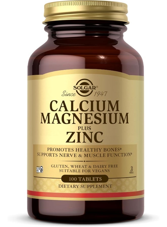 Solgar Calcium Magnesium Plus Zinc - 100 Tablets - Image 1