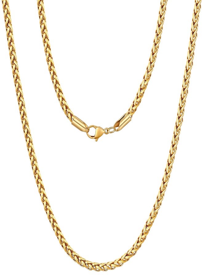 Fiusem Wheat Chains for Men and Women, 2/2.5/3/4/5mm Silver Tone Necklace Chain, Stainless Steel Mens Necklace 16-28 Inch, 20 Inches, Stainless Steel, No Gemstone - Image 1