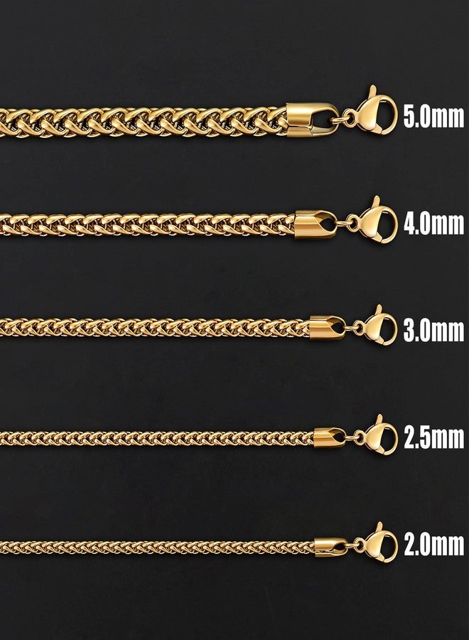 Fiusem Wheat Chains for Men and Women, 2/2.5/3/4/5mm Silver Tone Necklace Chain, Stainless Steel Mens Necklace 16-28 Inch, 20 Inches, Stainless Steel, No Gemstone - Image 2