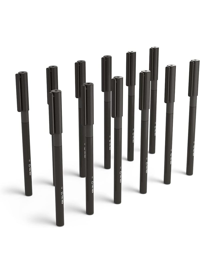 Staples STAPLES TRU RED Ballpoint Gripped Pen Med Point 10mm Blk Dozen  - Image 1