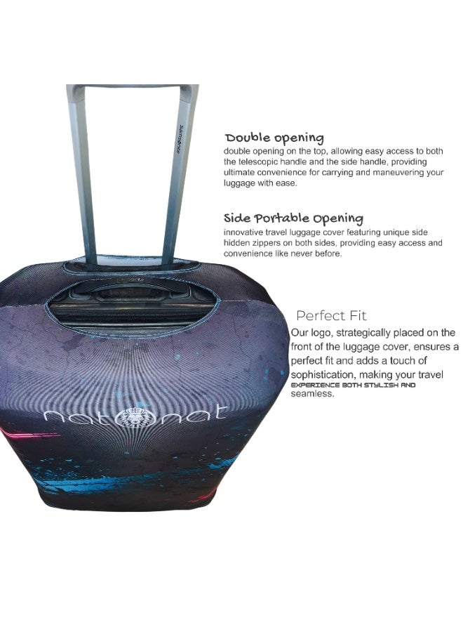 natOnat Travel Luggage Cover Protector - Suitcase Cover - Stretchy, Washable Spandex & Polyester - Protects Against Dirt & Scratches - Pyramids Design - Fits 58-63 CM Height ( Medium ) - Image 5