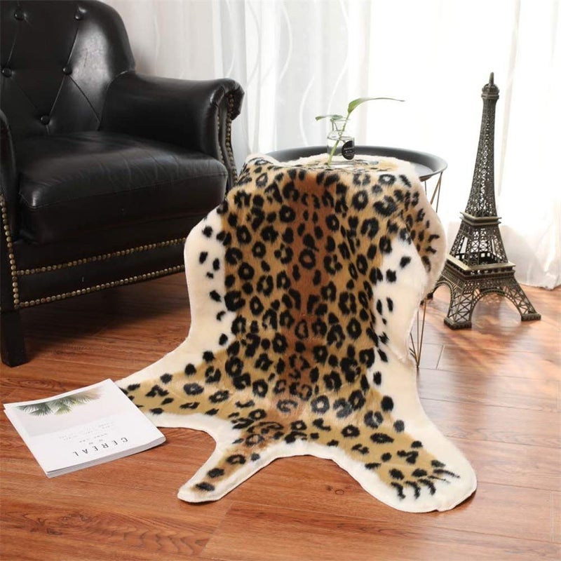 Seek4comfortable Leopard Print Rug Faux Fur Cowhide Skin Rug Animal Printed Area Rug Carpet for Decorating Kids Room  Under Coffee Table  Cowboy-Themed Nursery  Jungle Themed Room  Playroom - Image 2
