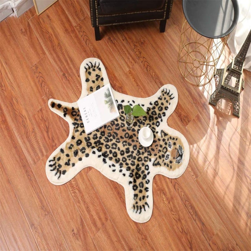 Seek4comfortable Leopard Print Rug Faux Fur Cowhide Skin Rug Animal Printed Area Rug Carpet for Decorating Kids Room  Under Coffee Table  Cowboy-Themed Nursery  Jungle Themed Room  Playroom - Image 3