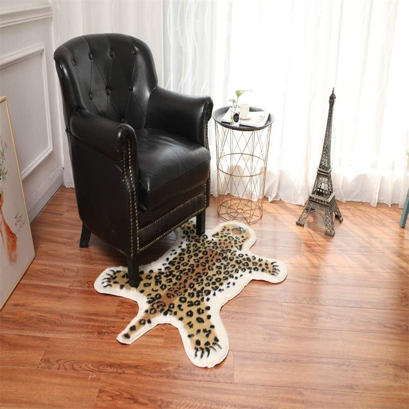 Seek4comfortable Leopard Print Rug Faux Fur Cowhide Skin Rug Animal Printed Area Rug Carpet for Decorating Kids Room  Under Coffee Table  Cowboy-Themed Nursery  Jungle Themed Room  Playroom - Image 4