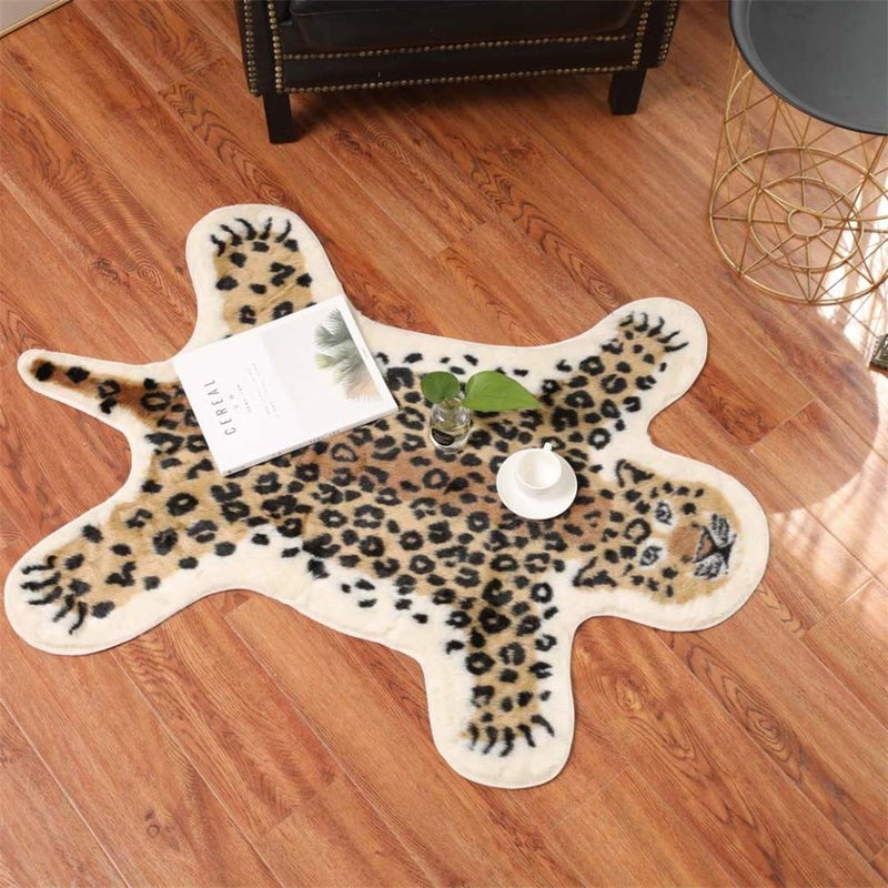 Seek4comfortable Leopard Print Rug Faux Fur Cowhide Skin Rug Animal Printed Area Rug Carpet for Decorating Kids Room  Under Coffee Table  Cowboy-Themed Nursery  Jungle Themed Room  Playroom - Image 1
