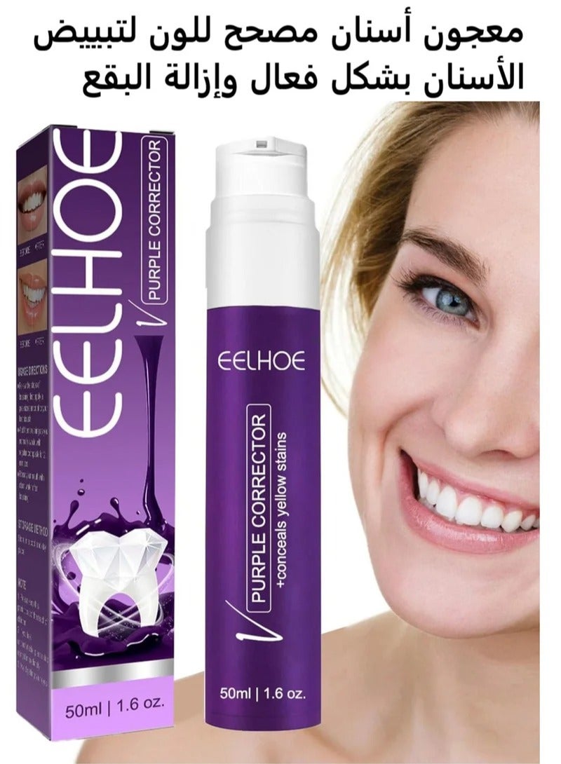 EELHOE Color Corrector Toothpaste 50ml, Tooth Paste for Teeth Whitening, Yellow Teeth Cleaning, Colour Corrector and Effective Stains Removal, Oral Hygiene Care and Health - Image 1