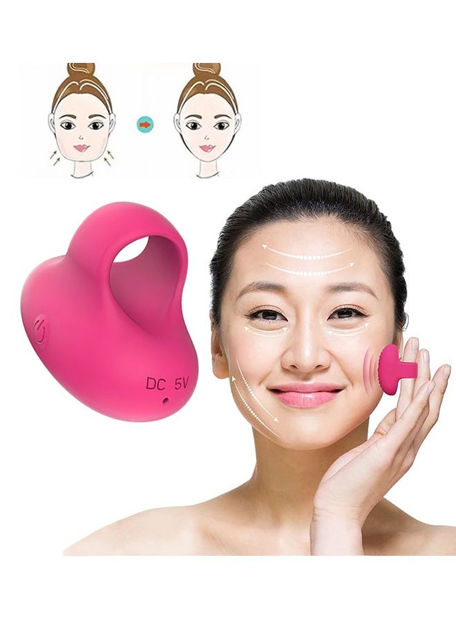 JS Compact Vibrating Face and Eye Massager, Mini Personal Vibrating Massager, Facial Muscle Firming Anti Aging, Relief Eyes Dark Circles, Eye Puffiness and Fatigue, Rose Red ﻿  - Image 1