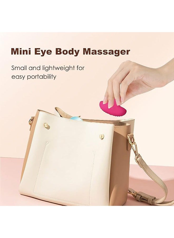 JS Compact Vibrating Face and Eye Massager, Mini Personal Vibrating Massager, Facial Muscle Firming Anti Aging, Relief Eyes Dark Circles, Eye Puffiness and Fatigue, Rose Red ﻿  - Image 4