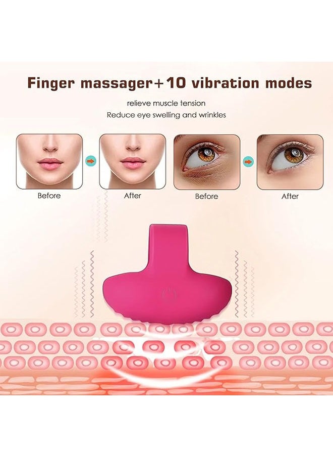 JS Compact Vibrating Face and Eye Massager, Mini Personal Vibrating Massager, Facial Muscle Firming Anti Aging, Relief Eyes Dark Circles, Eye Puffiness and Fatigue, Rose Red ﻿  - Image 5