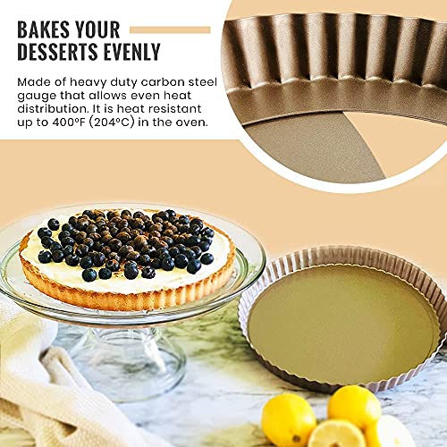 Fine Décor FineDecor Bakeware Large Pie Dish Tart Pan with Removable Bottom, Carbon Steel, 11.7 inch / 30 cm, Golden (FD 3316) - Image 4