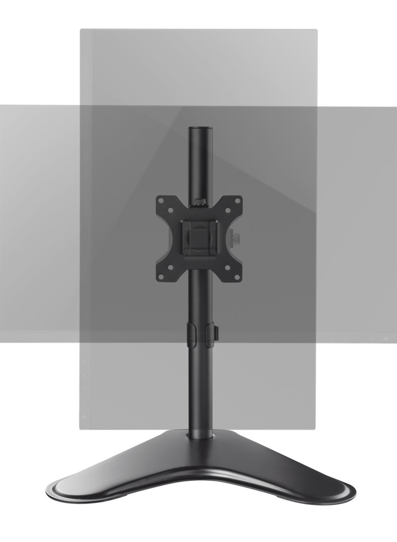 Skill Tech Skilltech SH T01 Single-Monitor Freestanding Articulating Mount | Steel Desk Monitor Stand for 13"–32" Screens | 8kg Capacity | 45° Tilt, 90° Swivel, 180° Rotation | VESA 75x75 & 100x100 | Matte Black | Cable Management - Image 2