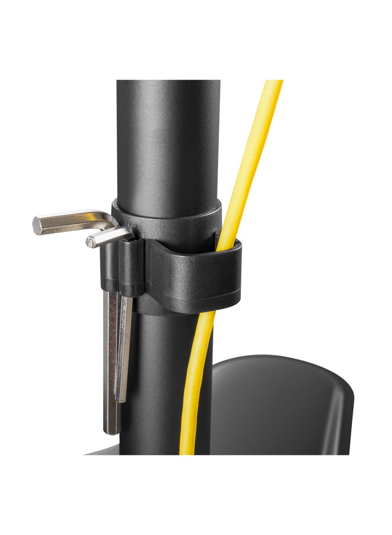 Skill Tech Skilltech SH T01 Single-Monitor Freestanding Articulating Mount | Steel Desk Monitor Stand for 13"–32" Screens | 8kg Capacity | 45° Tilt, 90° Swivel, 180° Rotation | VESA 75x75 & 100x100 | Matte Black | Cable Management - Image 5