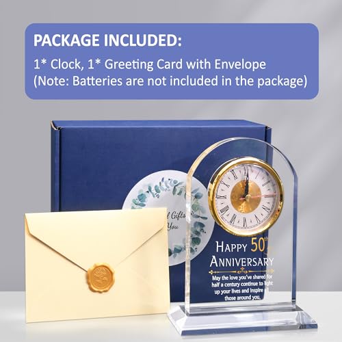 OkiyiD 50th Anniversary Wedding Gift, Anniversary Quartz Clock, Desk Table Clock, 50 Years of Marriage, Golden Wedding for Couple, Parents, Grandparents (50th Anniversary) - Image 5