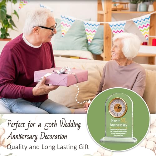 OkiyiD 50th Anniversary Wedding Gift, Anniversary Quartz Clock, Desk Table Clock, 50 Years of Marriage, Golden Wedding for Couple, Parents, Grandparents (50th Anniversary) - Image 2