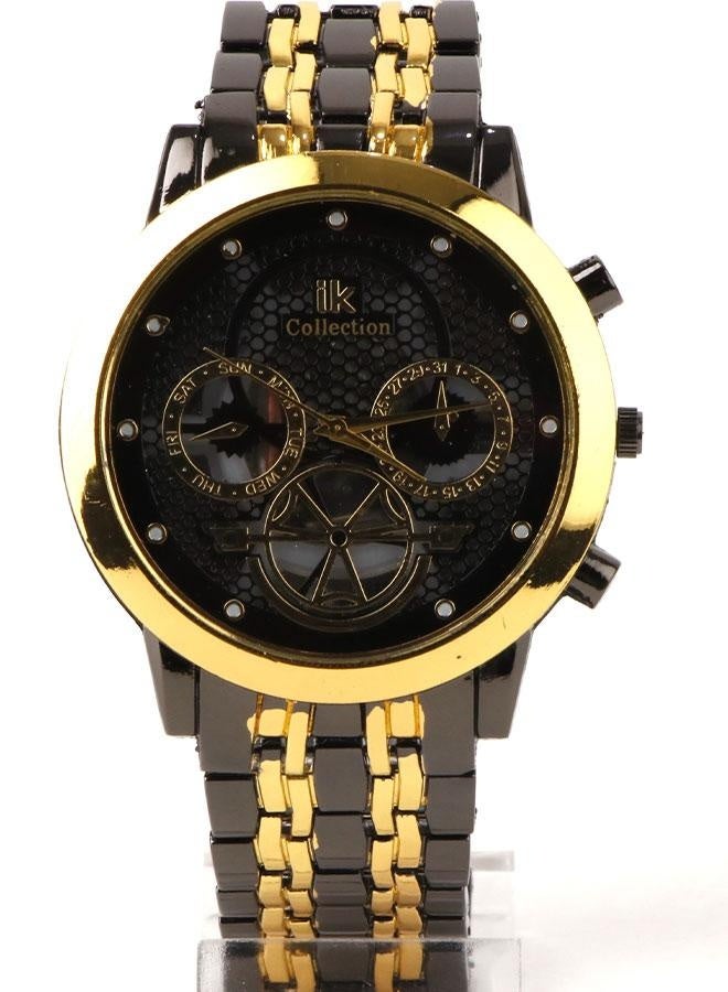 IK Collection Men’s Black and Gold Quartz Watch with Decorative Dial - Image 2