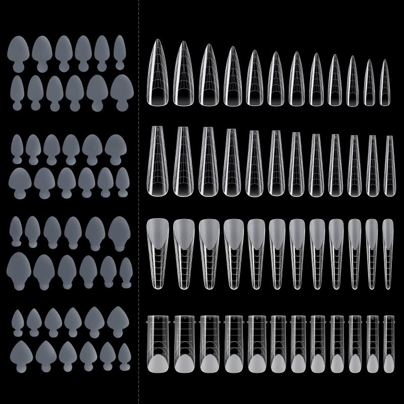 NMKL38 288PCS نموذج أظافر مزدوج مع ملصق سيليكون فرنسي مجموعة قوالب نظام مزدوج قابلة لإعادة الاستخدام لأدوات مانكير خط فرنسي