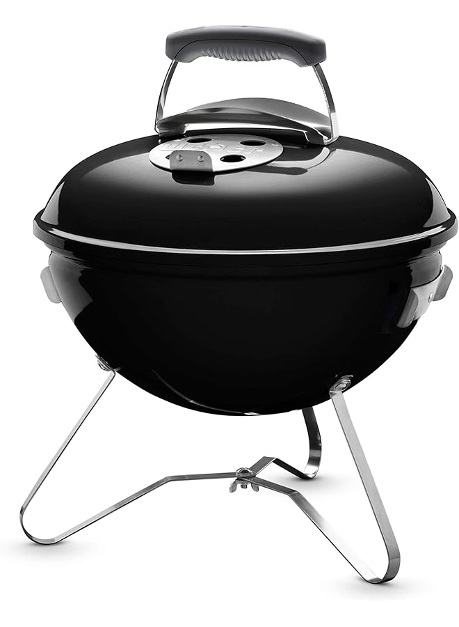Weber Smokey Joe Charcoal Grill Barbeque 37Cm Portable Bbq Grill With Lid Cover And Plated Steel Legs Compact Freestanding Outdoor Oven And Cooker With Porcelain Enamelled Bowl Black 1111004