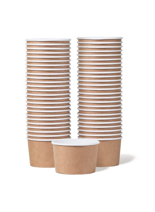 MATICAN Paper Ice Cream Cups - 50-Count 5.5-Oz Disposable Dessert Bowls for Hot or Cold Food, 5.5-Ounce Party Supplies Treat Cups for Sundae, Frozen Yogurt, Soup, Brown - Image 1