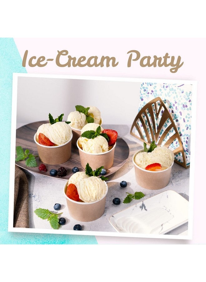 MATICAN Paper Ice Cream Cups - 50-Count 5.5-Oz Disposable Dessert Bowls for Hot or Cold Food, 5.5-Ounce Party Supplies Treat Cups for Sundae, Frozen Yogurt, Soup, Brown - Image 2