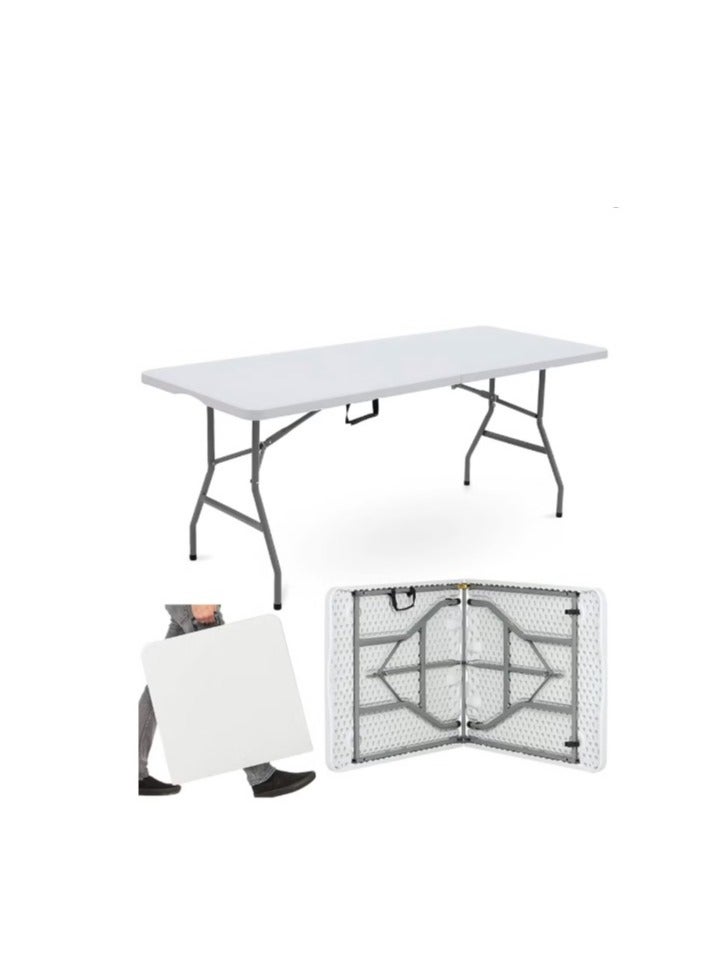 eBasket Lightweight plastic table, foldable for easy storage when not in use. Length: (180*75*75cm). Durable and portable table for outdoor and indoor use (white color). - Image 3