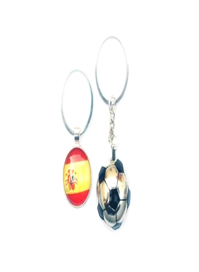 NIBEMINENT World Cup 2018 Spain Flag And Half Football Combo Key Chain