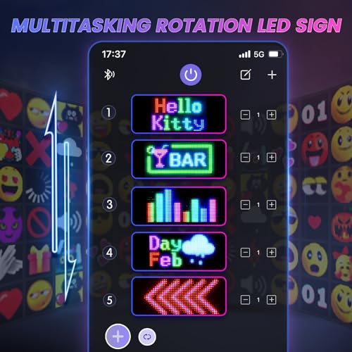 RAYHOME Full Color Dual Row LED Light Sign for Car, 10.6''x4.7'' Scrolling LED Signs Flexible 5V/2A Bluetooth APP Control LED Car Sign Custom Text Message Pattern Programmable LED Display - Image 5