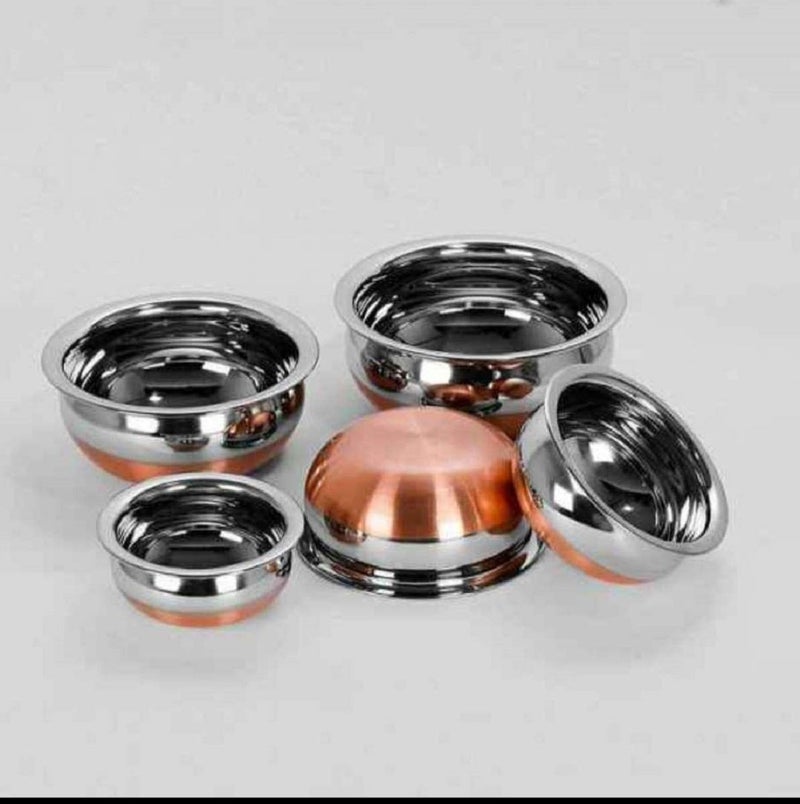 RBGIIT Seebuy Stainless Steel Copper Bottom Prabhu ChettyCookwareServewareHandiPotCook Serve 5 Pcs Set 1 No 05L 1 No 1L 1 No 13L 1 No 19L 1 No 27L with Lid - Image 4