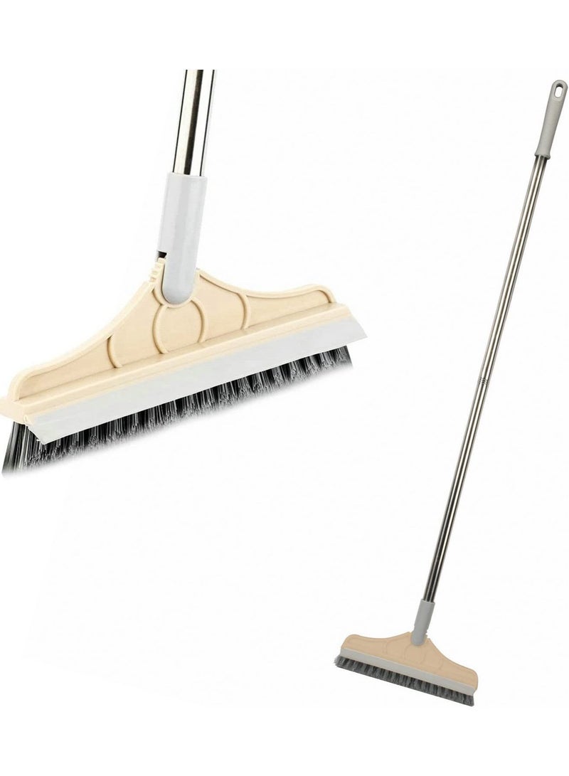 Arabest 2 in 1 Cleaning Floor Scrub Brush Floor Scrub Floor Brush with Long Handle Grout Brush Scraper V-Bristle Scrub Brush with Squeegee 120° Bathroom Kitchen Swivel Tile Brush - Image 1