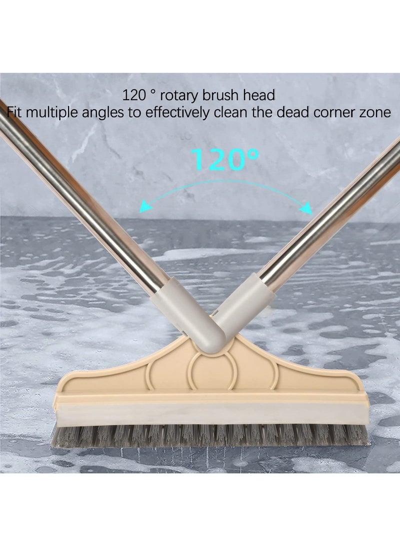 Arabest 2 in 1 Cleaning Floor Scrub Brush Floor Scrub Floor Brush with Long Handle Grout Brush Scraper V-Bristle Scrub Brush with Squeegee 120° Bathroom Kitchen Swivel Tile Brush - Image 5