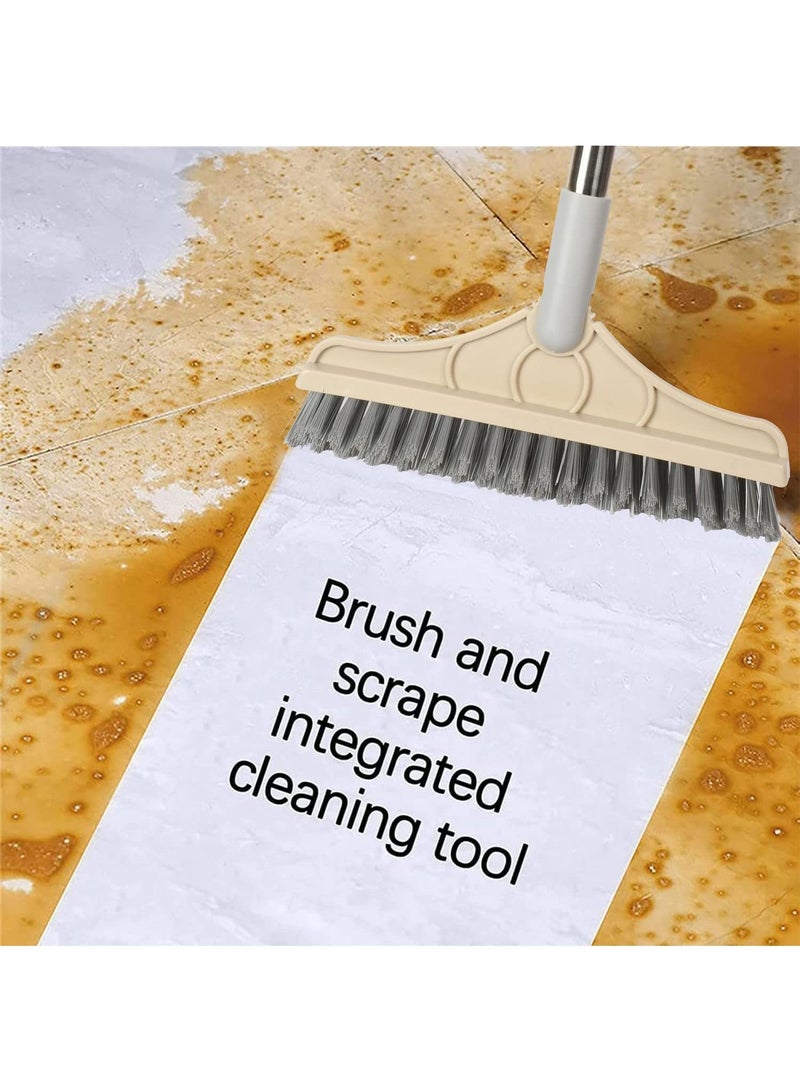 Arabest 2 in 1 Cleaning Floor Scrub Brush Floor Scrub Floor Brush with Long Handle Grout Brush Scraper V-Bristle Scrub Brush with Squeegee 120° Bathroom Kitchen Swivel Tile Brush - Image 2