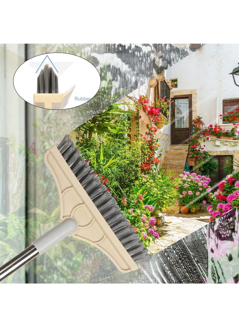 Arabest 2 in 1 Cleaning Floor Scrub Brush Floor Scrub Floor Brush with Long Handle Grout Brush Scraper V-Bristle Scrub Brush with Squeegee 120° Bathroom Kitchen Swivel Tile Brush - Image 3