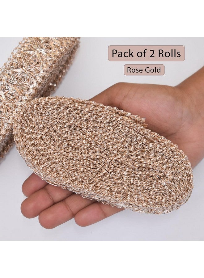 EmbroideryMaterial Rose Gold Laces and Borders Material Gota Patti Lace for Saree, Dupatta, Blouse, Kurti & Other Dresses (2 Rolls, 16 Meters, 8 Meters/Roll) - Image 4