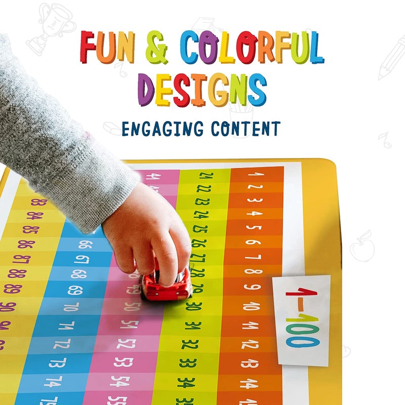 merka Kids Placemats Set - 4-Pack, 17 x 11 in, Multicolor - Interactive Preschool Learning Placemats for Ages 2 & Up with Counting & Days of The Week - Wipeable & Reusable with Slip-Resistant Backing - Image 3