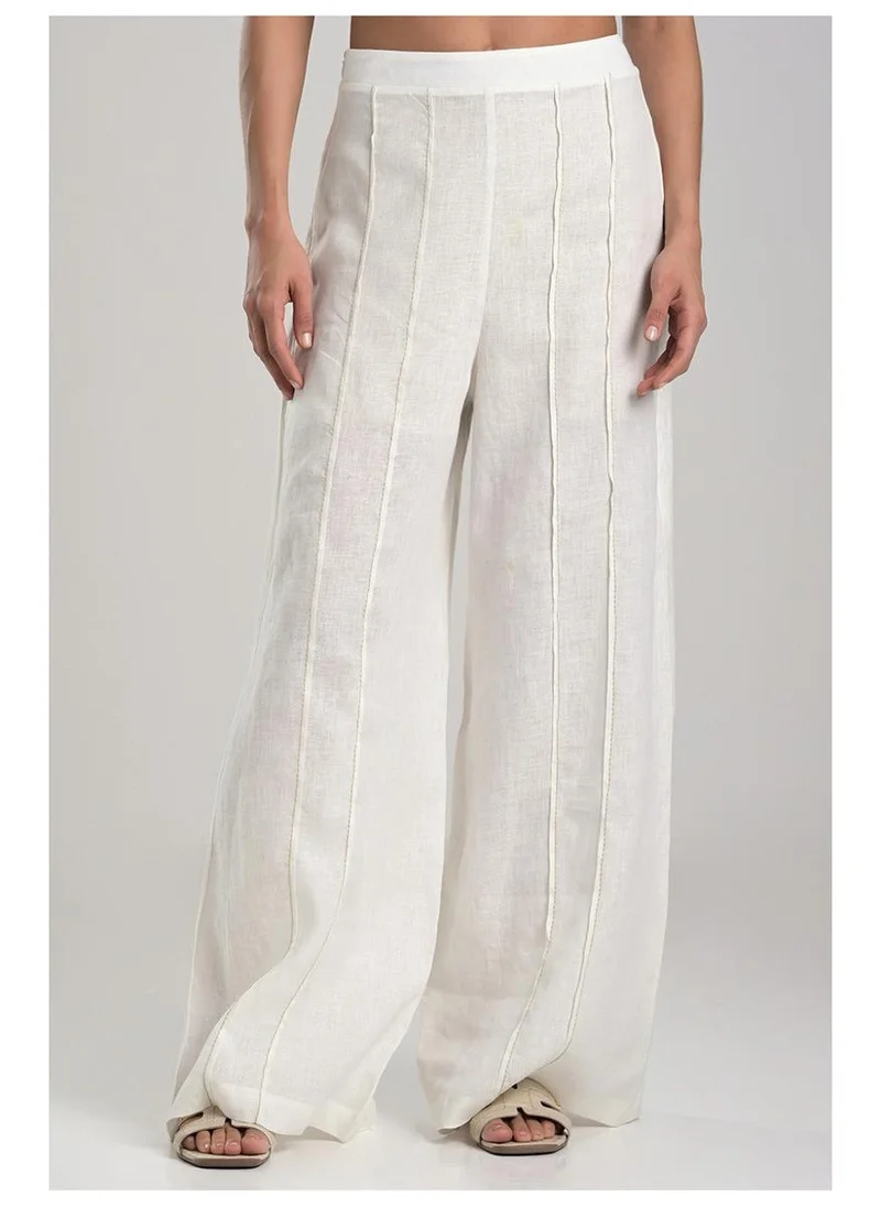 Carmen Steffens Off-white Ribbed Palazzo Pants