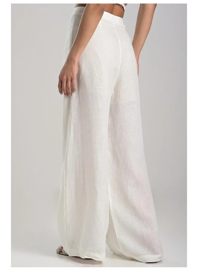 Carmen Steffens Off-white Ribbed Palazzo Pants